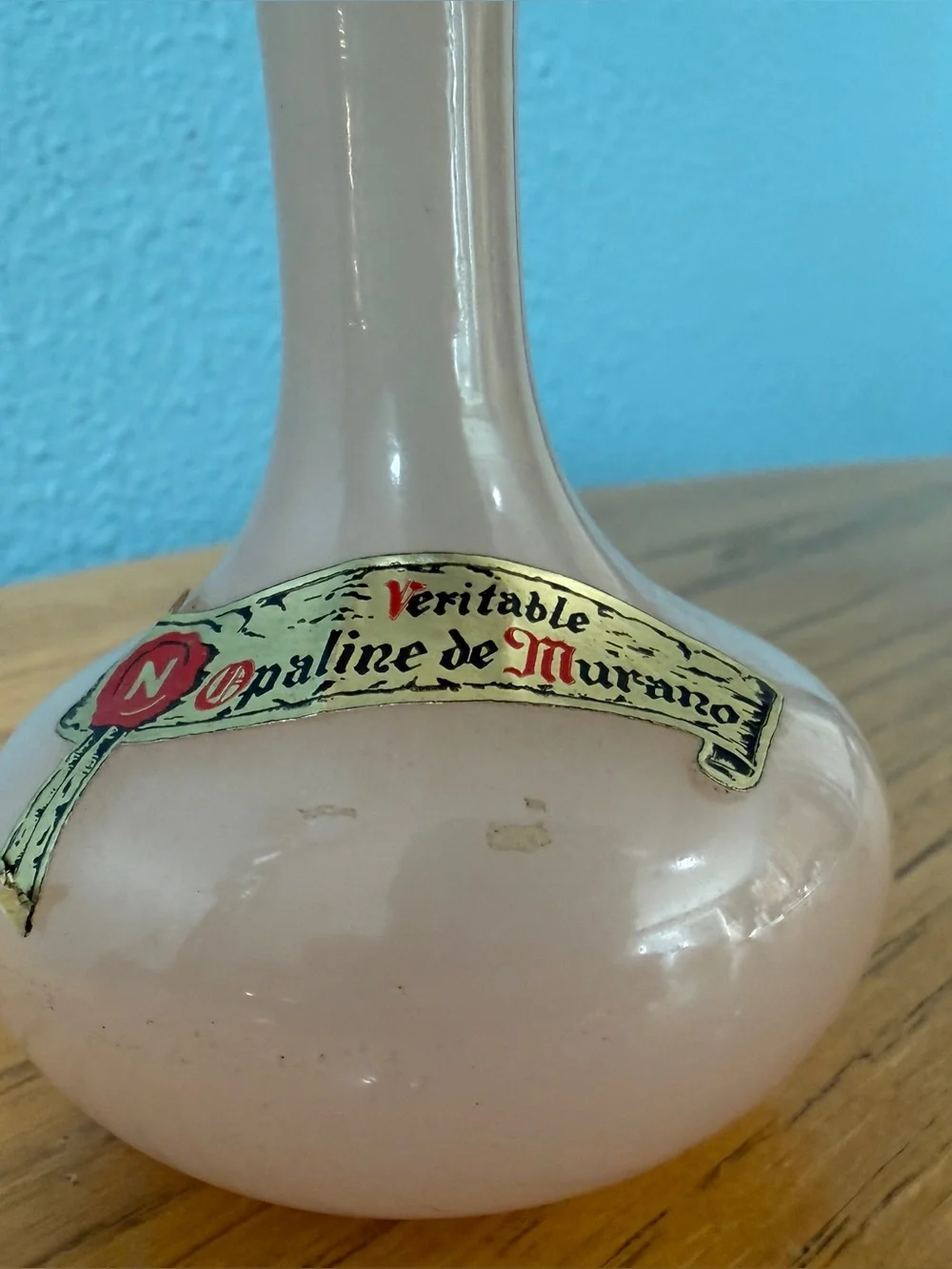 Vintage Murano Pink Opaline Glass Bud Vase Sticker